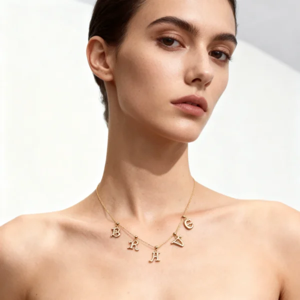 Alternative view of Brave in Light - Signature 'BRAVE' Initial Necklace