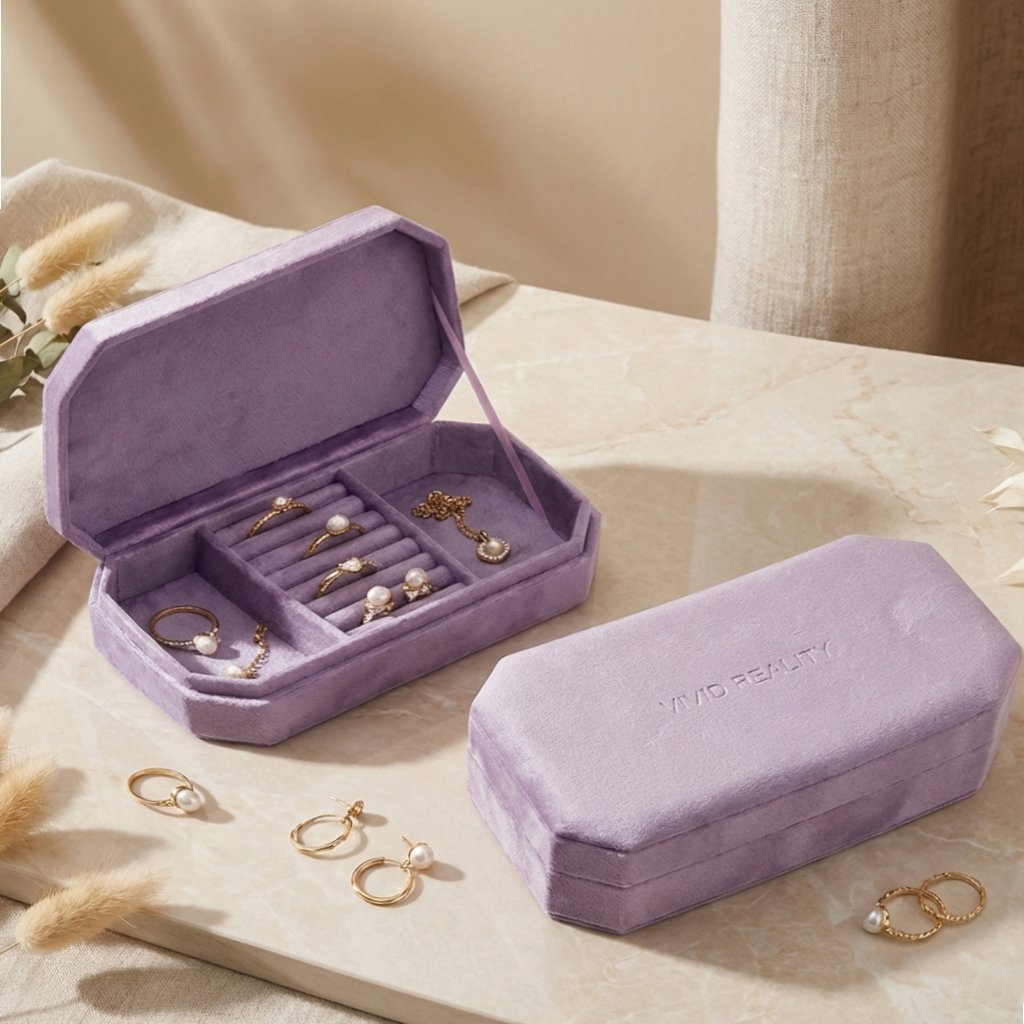 Velvet Jewelry Box with Custom Compartments - Image 4