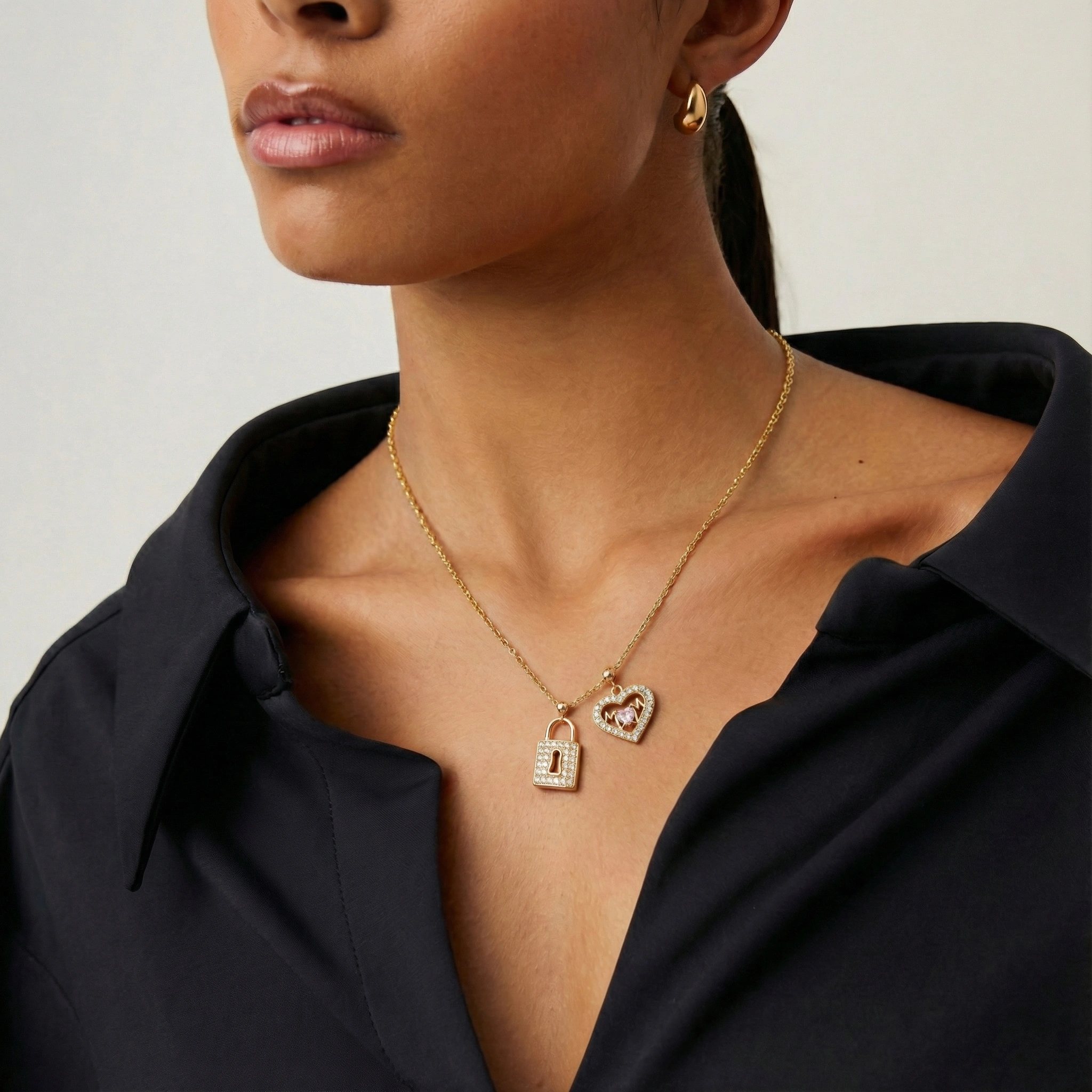 Diamond Lock Charm - Sterling Silver & Cubic Zirconia Heart Lock Charm for Bracelet or Necklace - Image 12