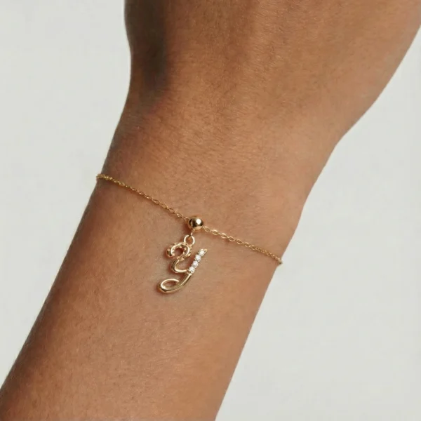 Alternative view of Lowercase “y” Initial Charm – 18K Gold-Plated Sterling Silver