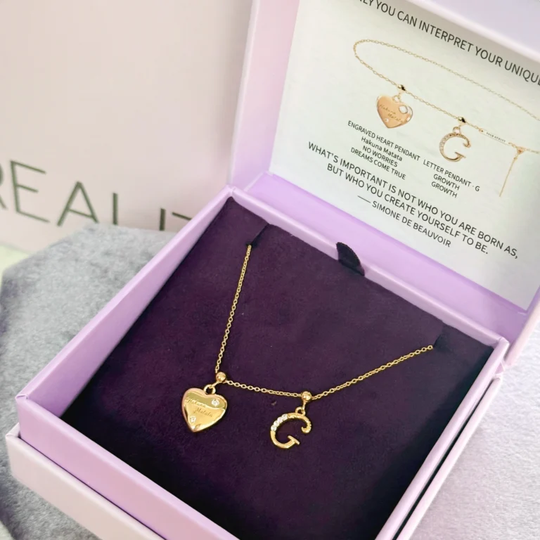 Silver Personalized Heart Necklace – Choose from 5 engraved quotes , gift ready for partners, friends & family photo review