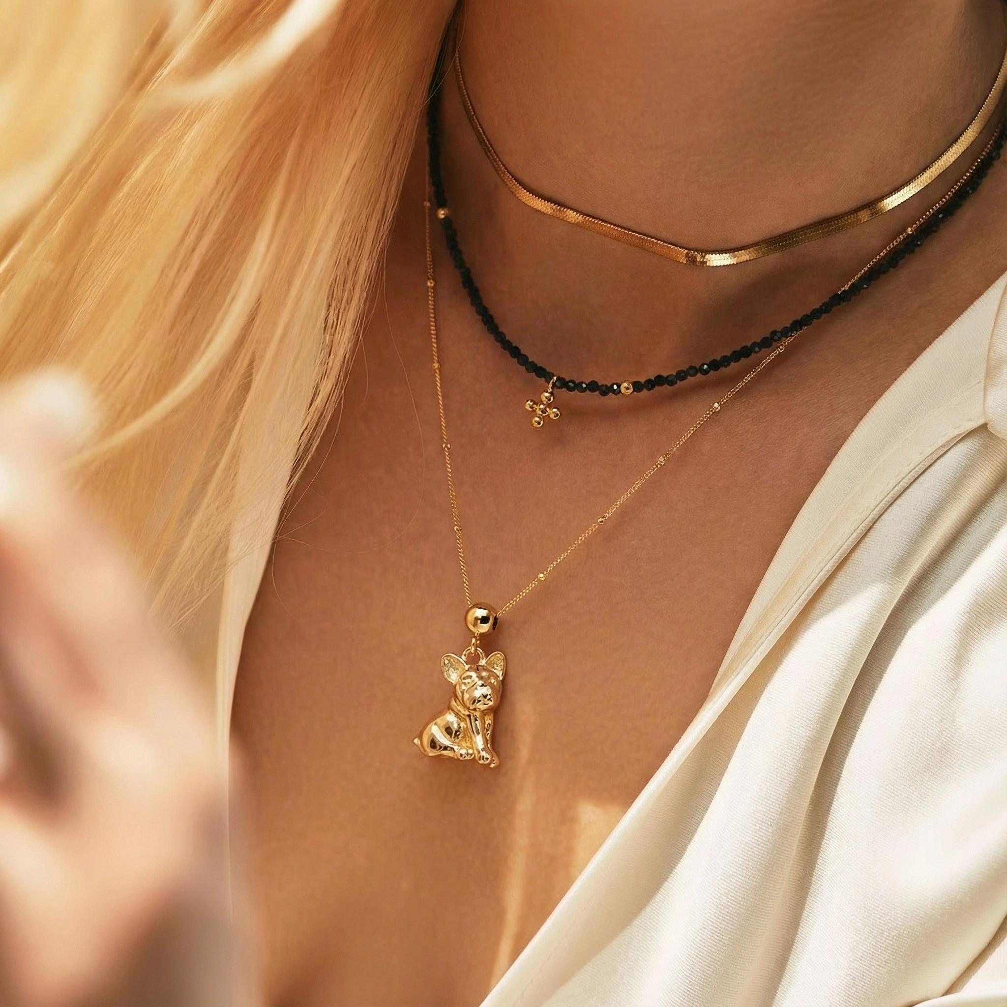 Gold Plated French Bulldog Charm - Sterling Silver Jewelry - Image 2