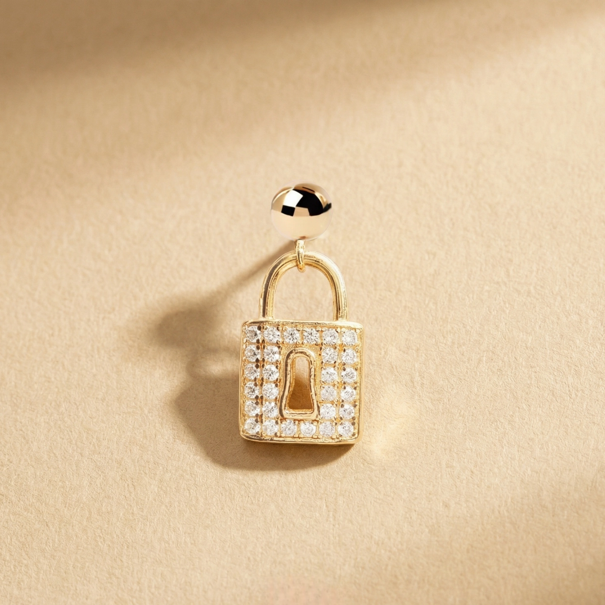 Diamond Lock Charm - Sterling Silver & Cubic Zirconia Heart Lock Charm for Bracelet or Necklace - Image 9