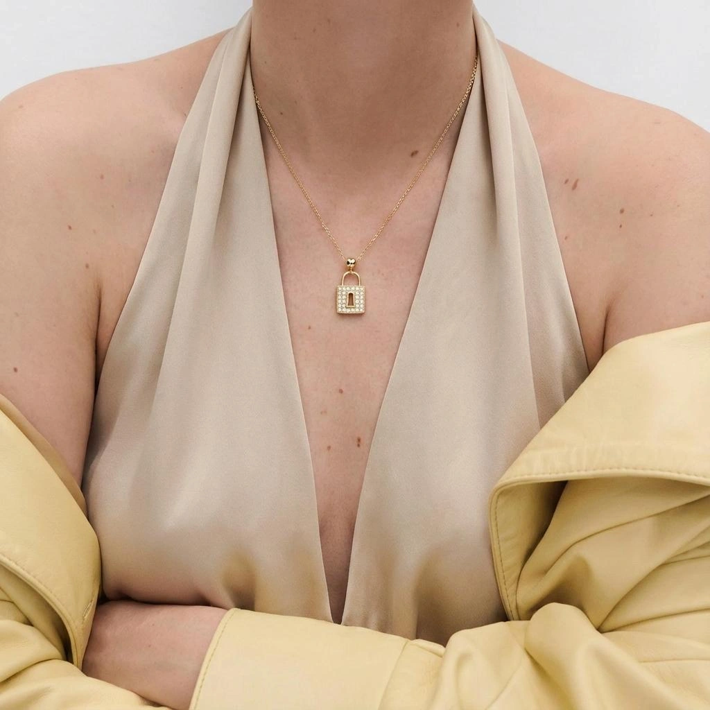 Diamond Lock Charm - Sterling Silver & Cubic Zirconia Heart Lock Charm for Bracelet or Necklace - Image 10