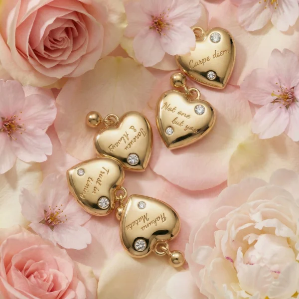 Silver Personalized Heart Necklace – Choose from 5 engraved quotes , gift ready for partners, friends & family