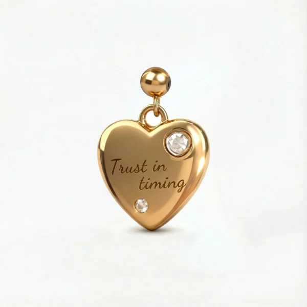 Trust in Timing Charm - Inspirational "Divine Timing" Heart Charm for Bracelet or Necklace
