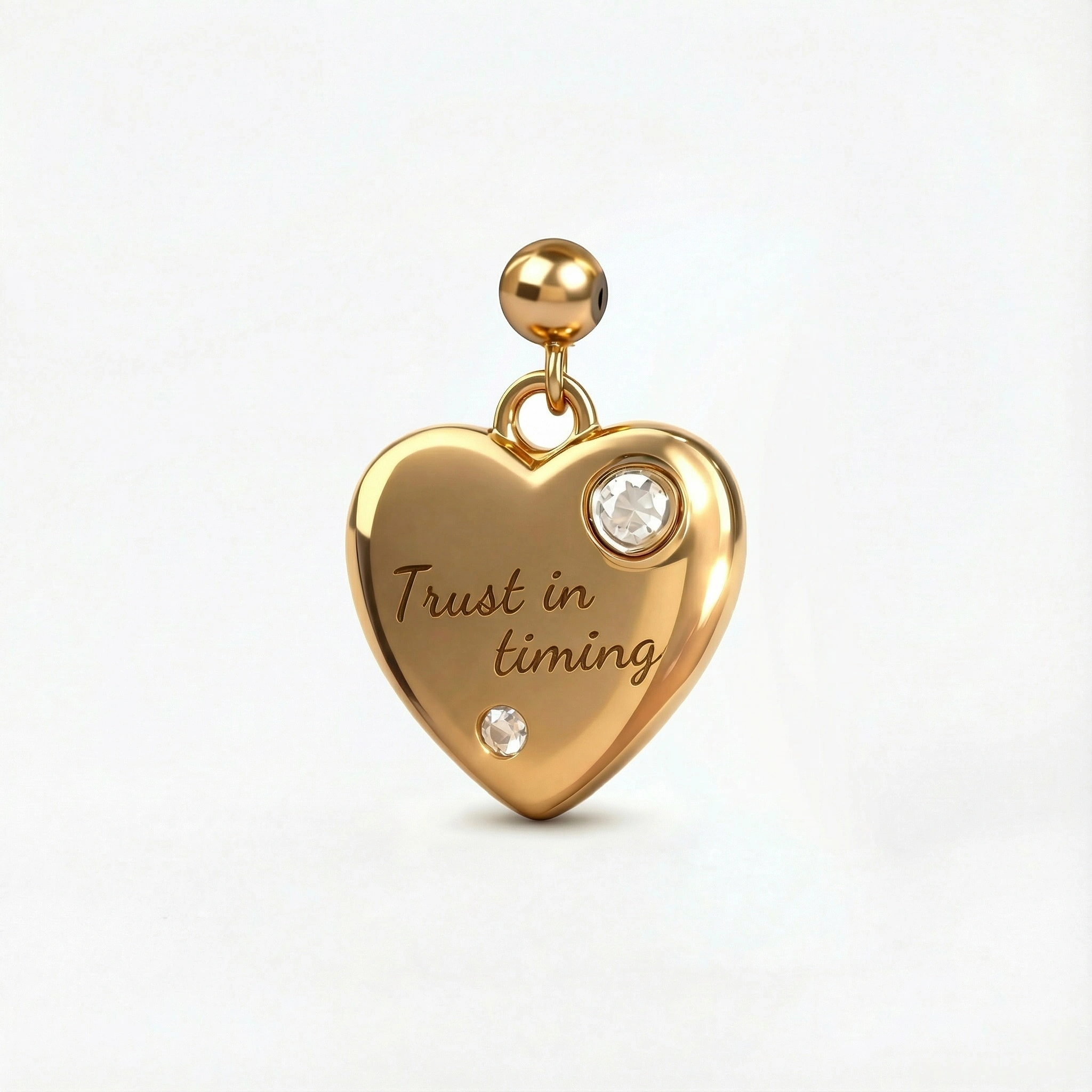 Trust in Timing Charm - Inspirational "Divine Timing" Heart Charm for Bracelet or Necklace