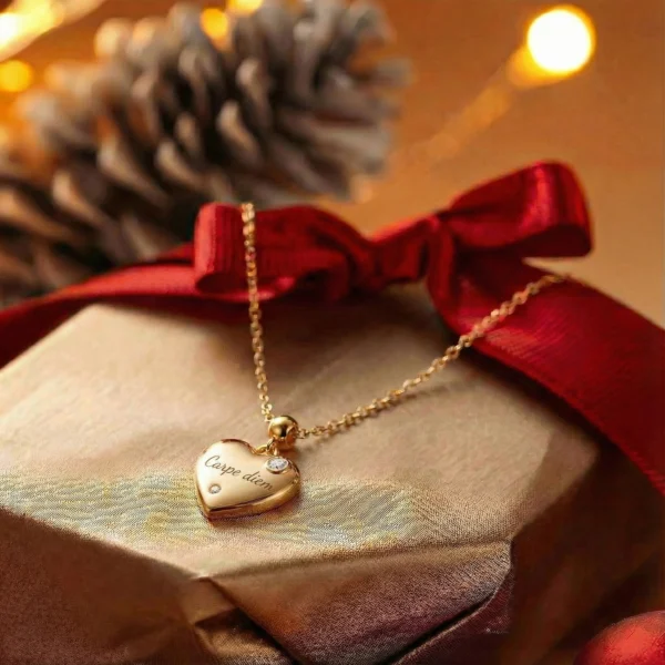 Alternative view of Silver Personalized Heart Necklace – Choose from 5 engraved quotes , gift ready for partners, friends & family