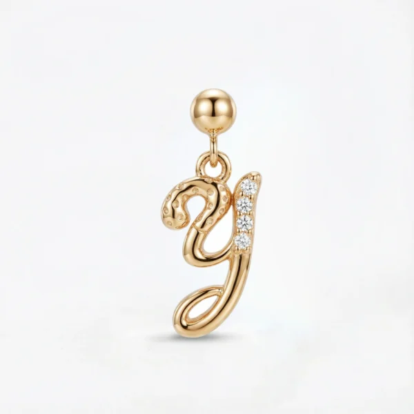 Lowercase “y” Initial Charm – 18K Gold-Plated Sterling Silver