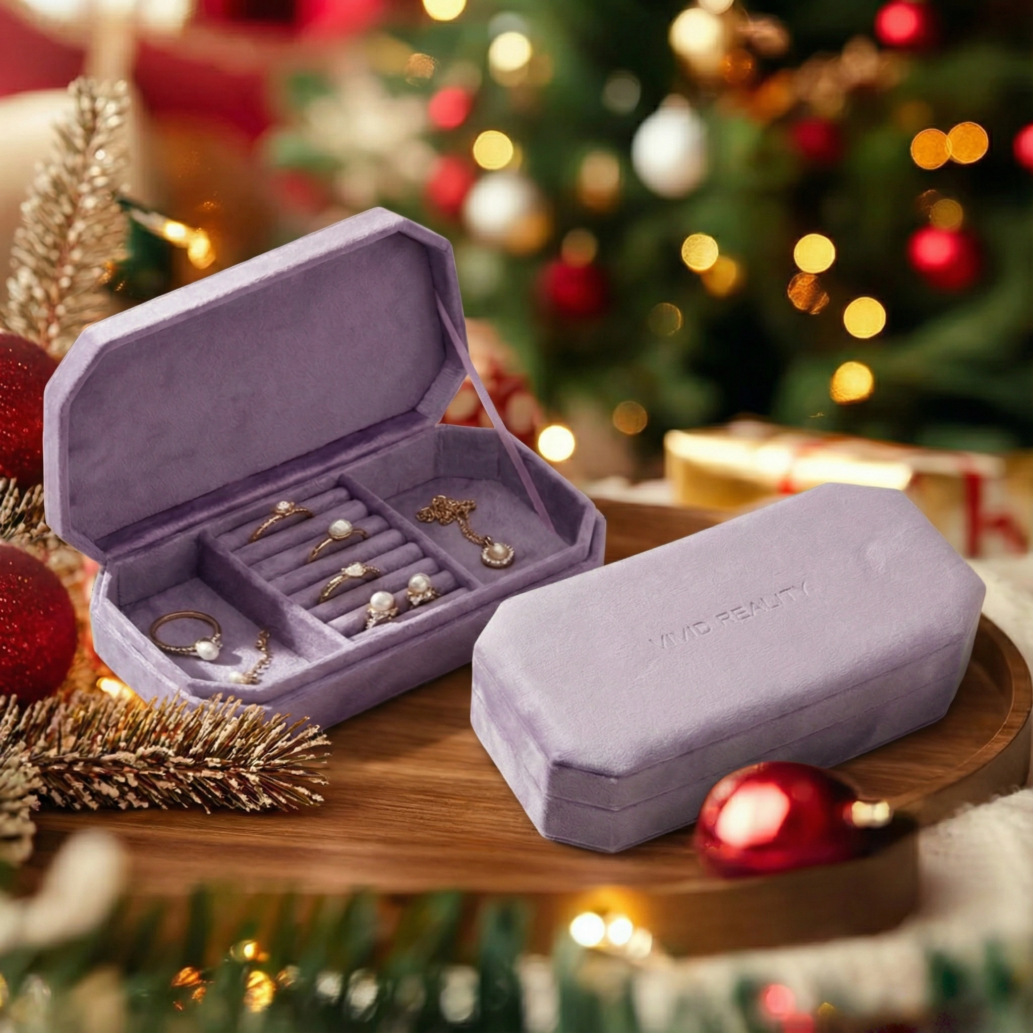 Velvet Jewelry Box with Custom Compartments - Image 2